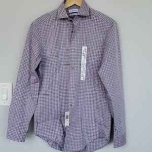 Calvin Klein purple plaid slim dress shirt